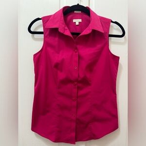 Talbots Sleeveless Button-Front Blouse - Hot Pink